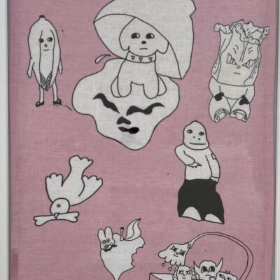 The Mysterious Menagerie Tea Towel in Pink by Visaya Hoffie